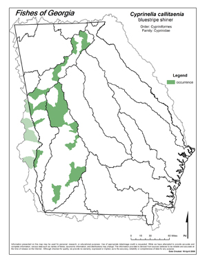 bluestripe shiner Region Map