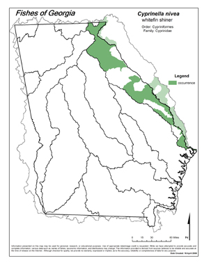 whitefin shiner Region Map