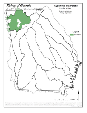 tricolor shiner Region Map