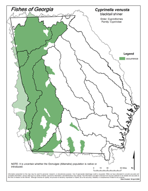 blacktail shiner Region Map