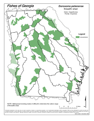 threadfin shad Region Map