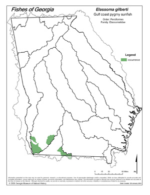Gulf coast pygmy sunfish Region Map