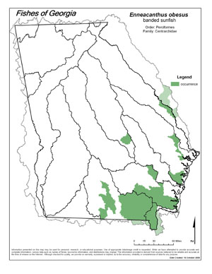 banded sunfish Region Map