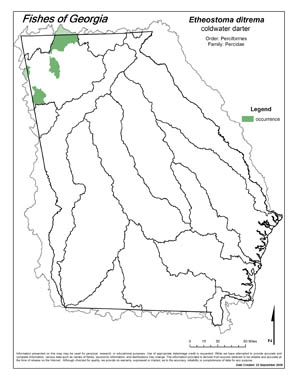coldwater darter Region Map
