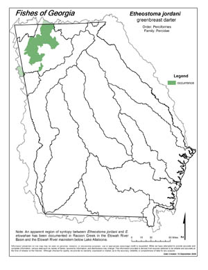 greenbreast darter Region Map