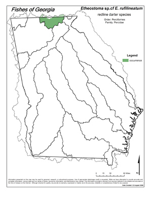 redline darter species Region Map