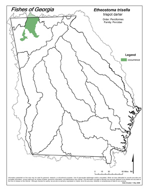 trispot darter Region Map