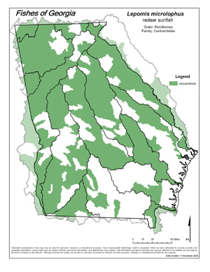 redear sunfish Region Map