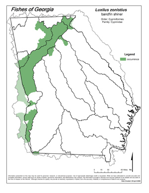bandfin shiner Region Map