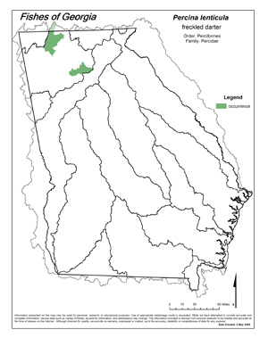 freckled darter Region Map