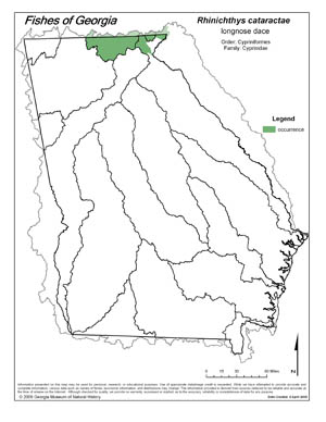 longnose dace Region Map